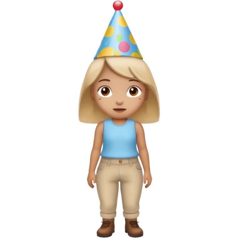 “Poopy pants” girl wearing a birthday hat  emoji
