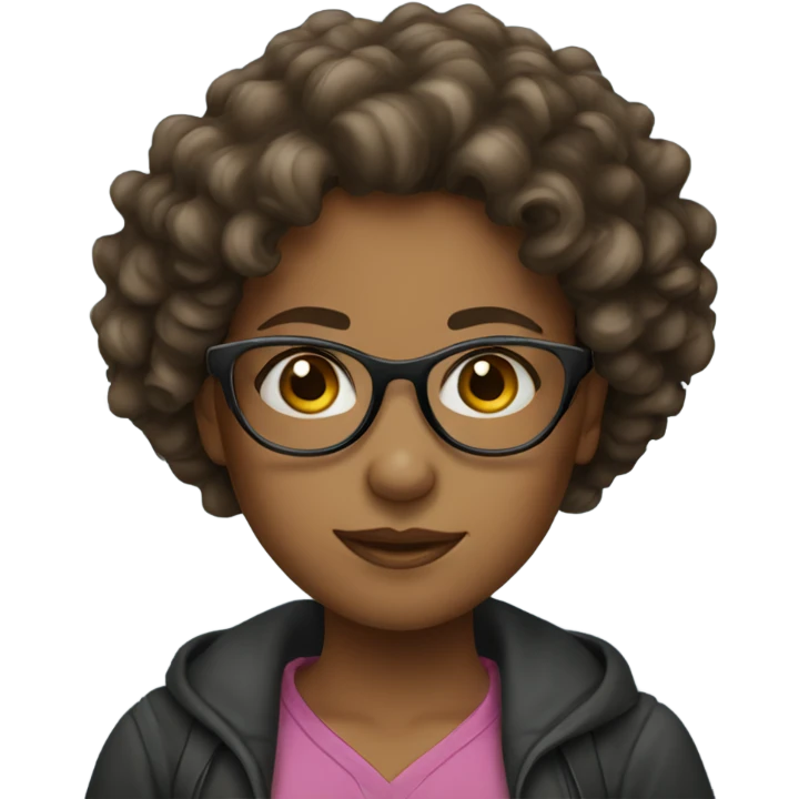 a girl with glasses curly hair  emoji