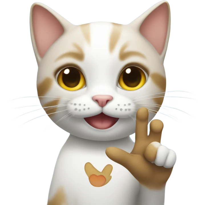 a cat holding up a peace sign emoji