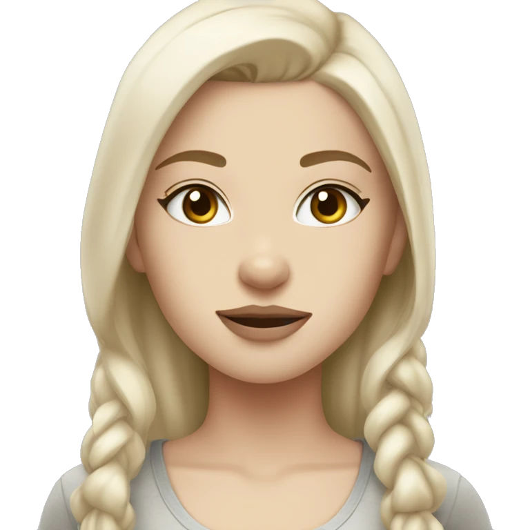 Ash blonde girl grey eyes with white pitbull emoji