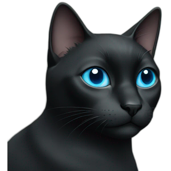 a black cat with blue eyes works on the stock market emoji