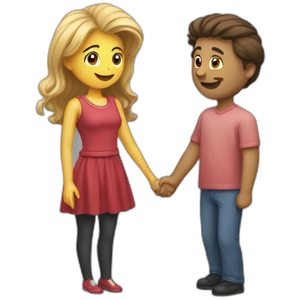 Un homme et une femme se font des bisous emoji