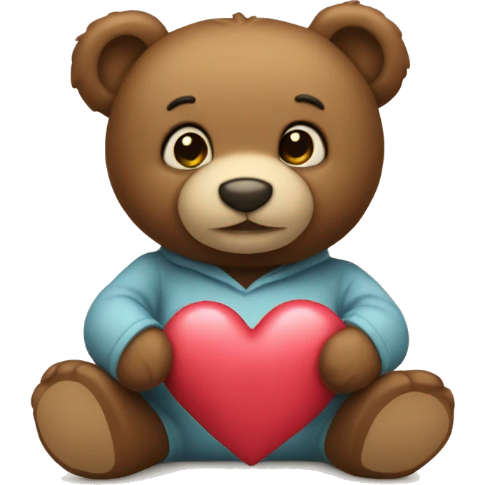 Teddy bear holding heart emoji