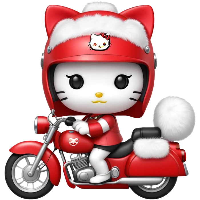 Cute hello Kitty on a red motorcycle emoji