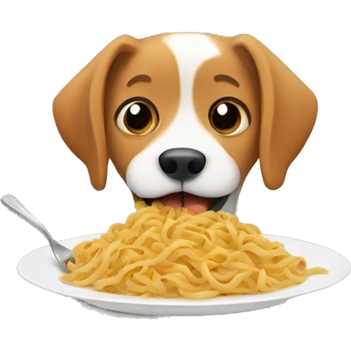 Dog eating pasta emoji