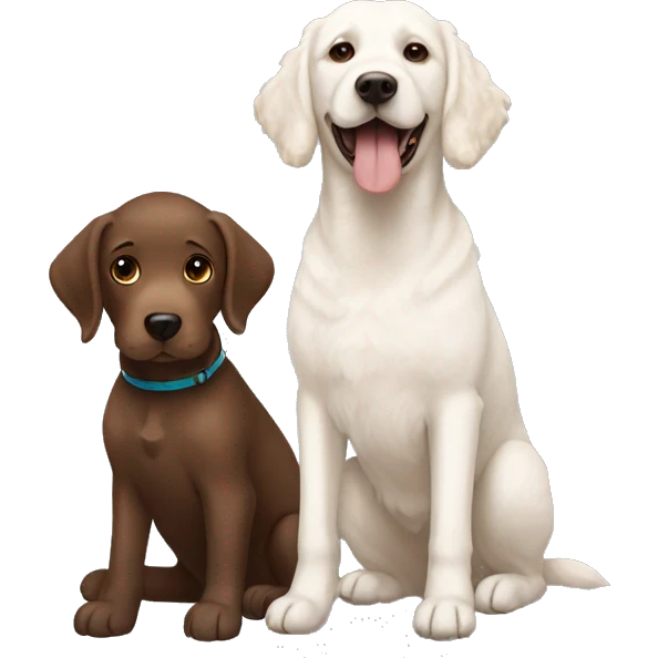 Brown Labrador and white poodle emoji