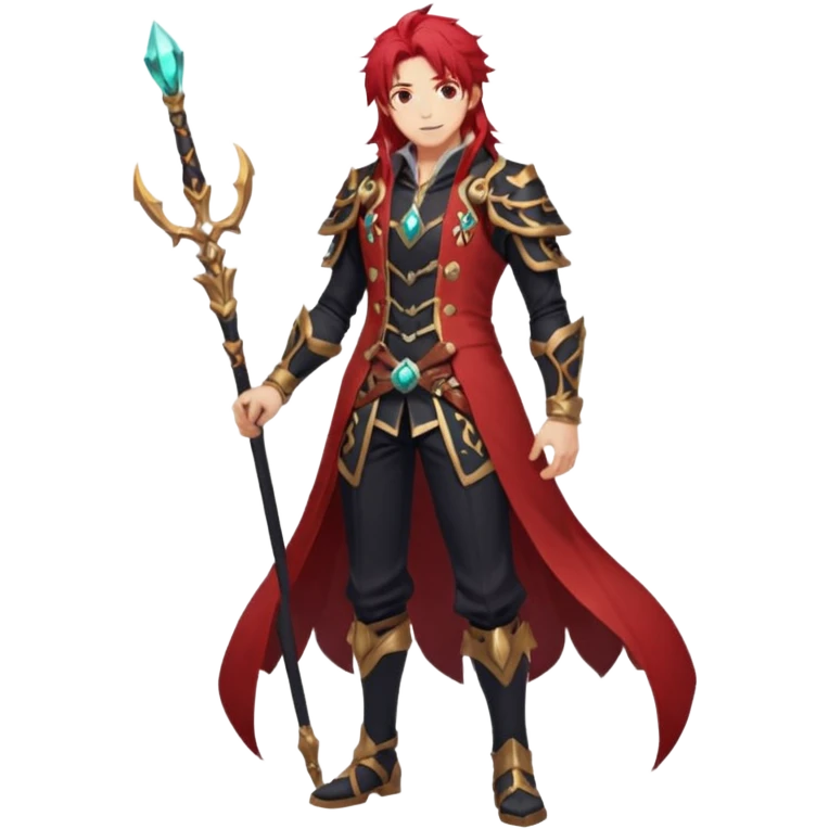 Diluc from Genshin Impact (full body) (tall adult male) (long hair) emoji