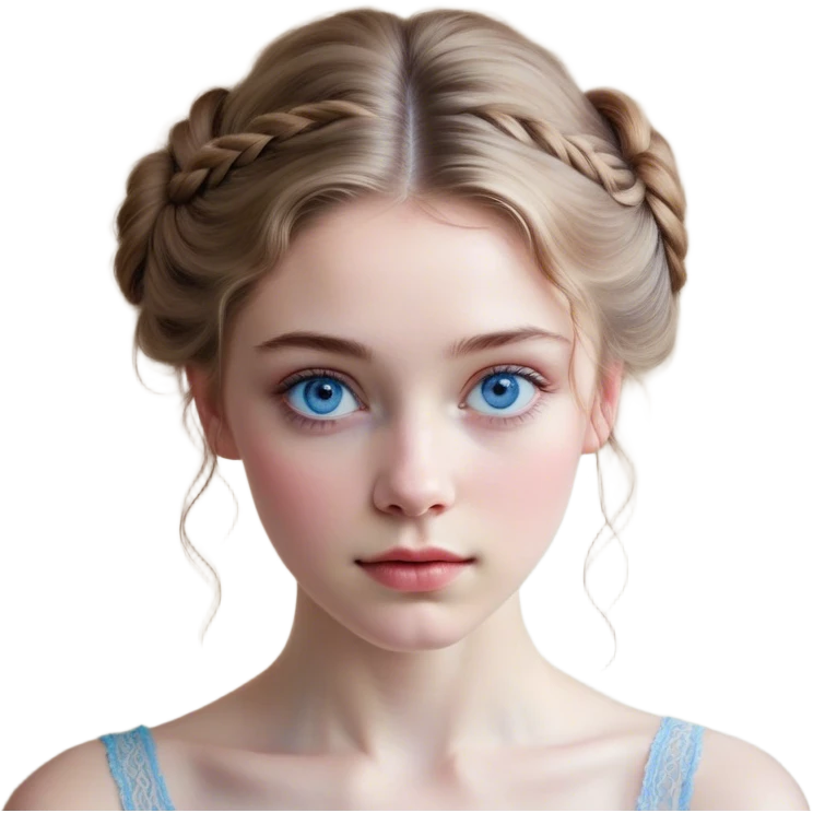 Cinematic Realistic Cinderella Portrait, depicted with lifelike skin texture, subtle rosy undertones, and soft natural lighting that enhances the gentle contours of her face. Her intricately detailed golden blonde hair is elegantly styled in an updo, with delicate wisps framing her face for added realism. Her deep, expressive blue eyes radiate warmth and sincerity, reflecting a quiet resilience and grace. She is dressed in her iconic ball gown, the fabric shimmering with intricate embroidery and fine translucent layers that catch the light beautifully. The soft sheen of satin gloves and the delicate sparkle of a glass-like slipper peeking from beneath her dress add a touch of magical realism. The portrait features an enchanting glow with a natural, luminous finish, seamlessly blending realism and fairytale charm to evoke a sense of depth, elegance, and timeless beauty. emoji