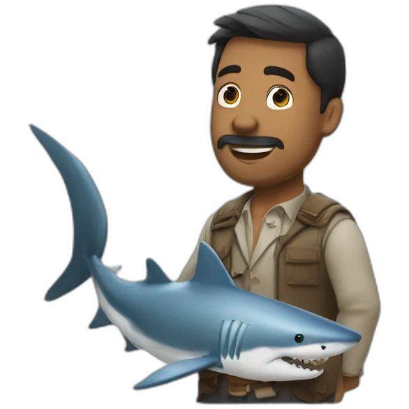 Hiron man qui dresse un requin emoji