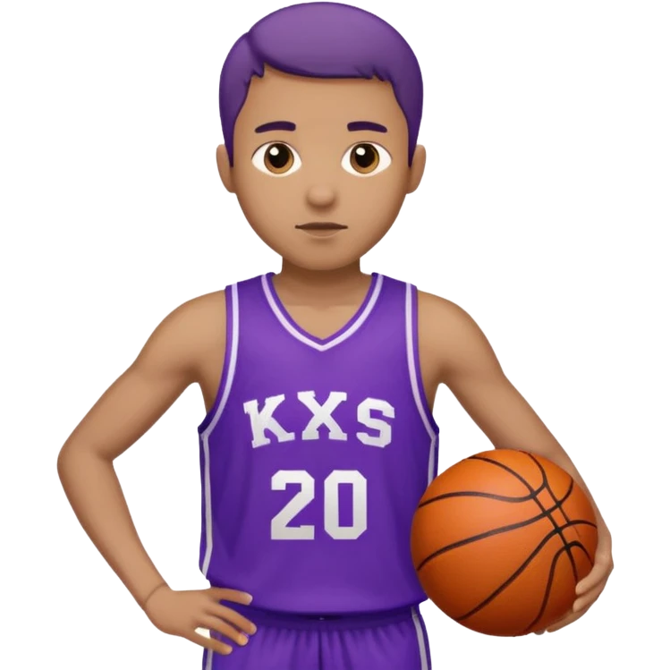 ["Medium skin tone male, short hair, wearing a purple basketball jersey."] emoji