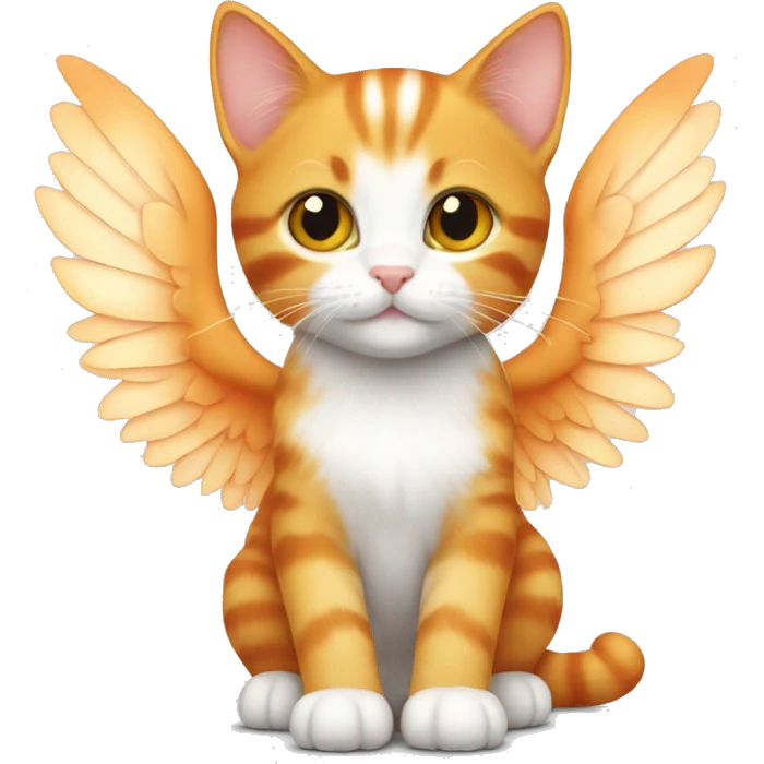 Orange tabby kitten with white  wings  emoji