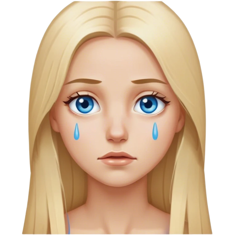 beautiful white girl with long straight blonde hair blue eyes crying  emoji