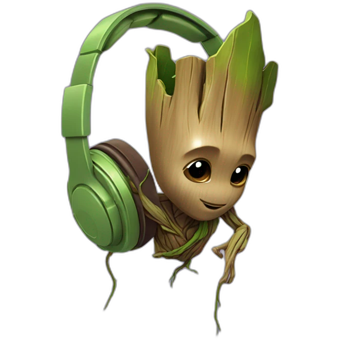 baby groot headphones emoji