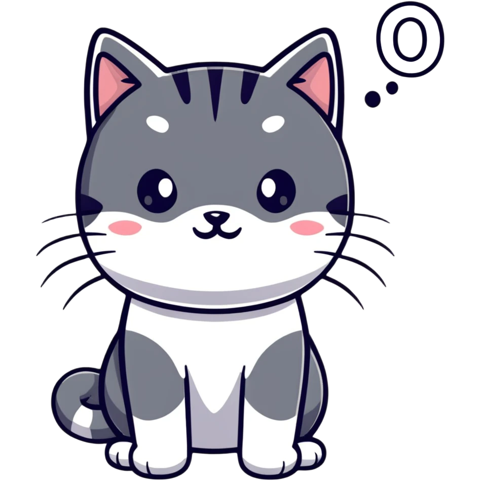 cat with white fur at the bottom and silver stripes at the top emoji