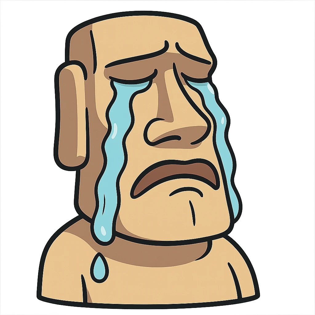 crying moai statue emoji