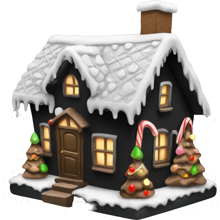 Cosy black gingerbread house  emoji