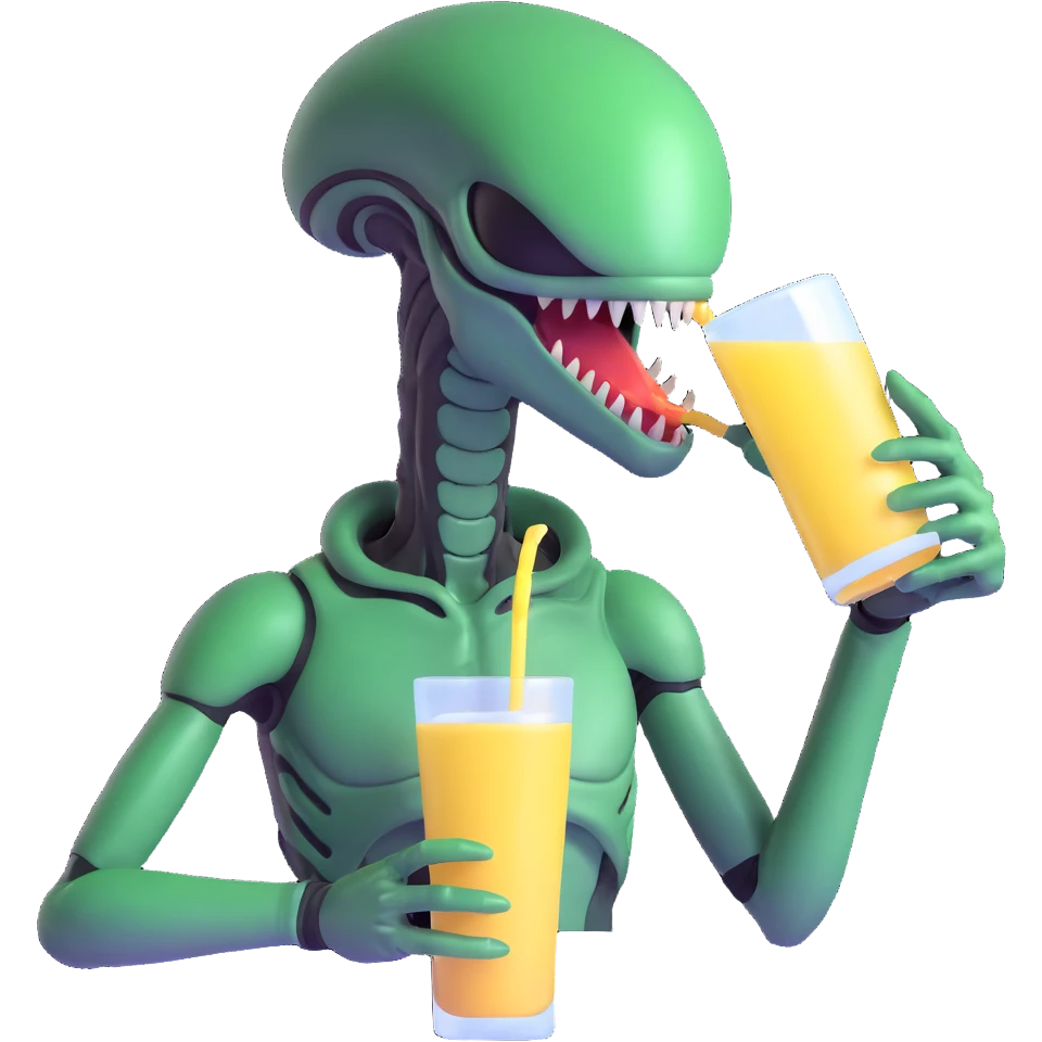 xenomorph alien drinking emoji