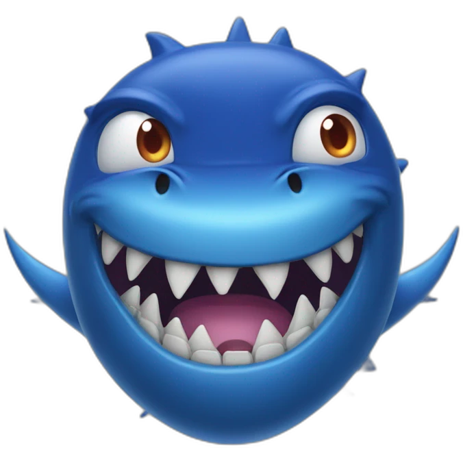 blue monster with sharp shark teeth  emoji