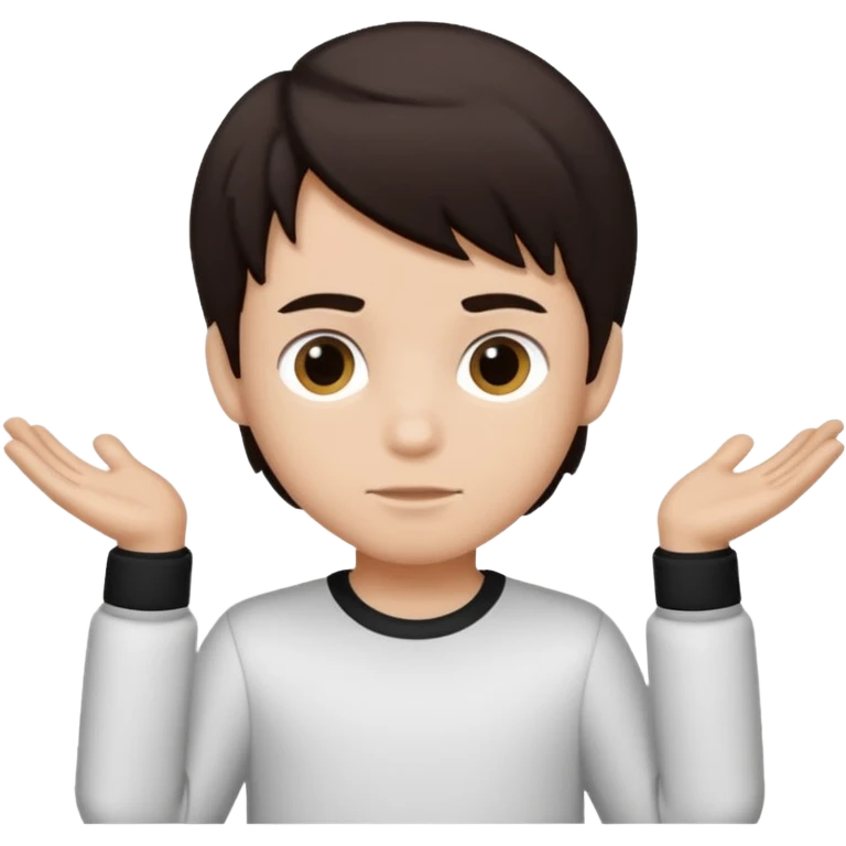 Dark brown hair, black and white skined and is a boy emoji