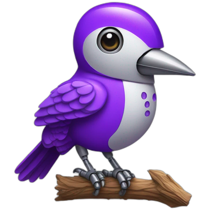 smiling purple robotic woodpecker emoji
