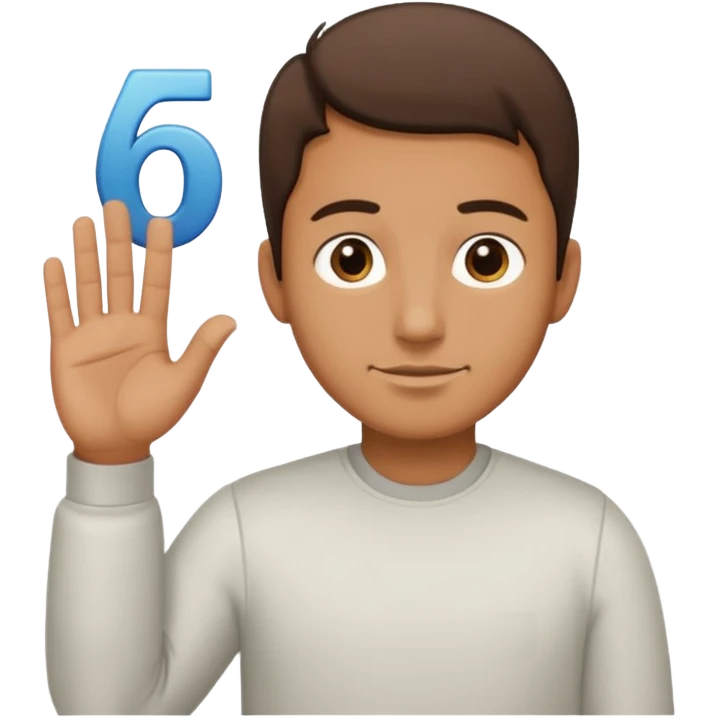 Make a man putting a hand by his sides and a 6 and a 7 beside his head emoji
