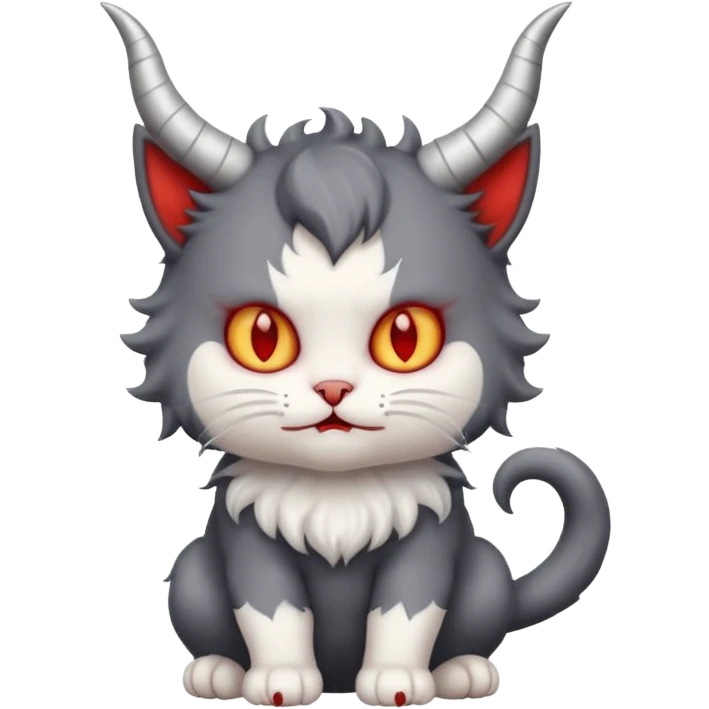 dark grey and white baby devil cat emoji