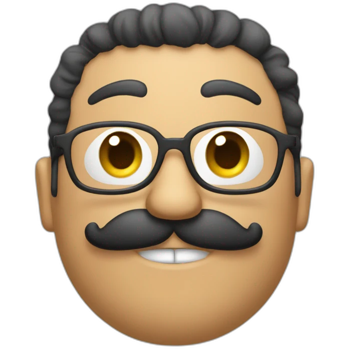 Un mec avec un moustache et des cheveux chatin emoji