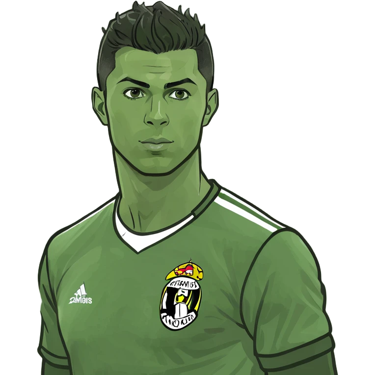 Cristiano Ronaldo, famous footballer, green bufo frog meme style emoji