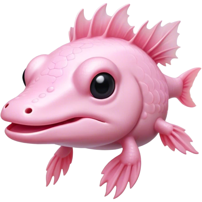 Cinematic Noble Axolotl Portrait Emoji, Poised and regal, with a slender, graceful build and smooth, pale pink skin adorned with feathery external gills, deep-set soulful dark eyes, Simplified yet sharp and sophisticated features, highly detailed, glowing with a soft, ethereal glow, high shine, intelligent and enigmatic, stylized with an air of aquatic elegance, focused and attentive, soft glowing outline, capturing the essence of a watchful and mystical creature, so majestic it feels as though it could glide out of the screen with effortless authority! emoji