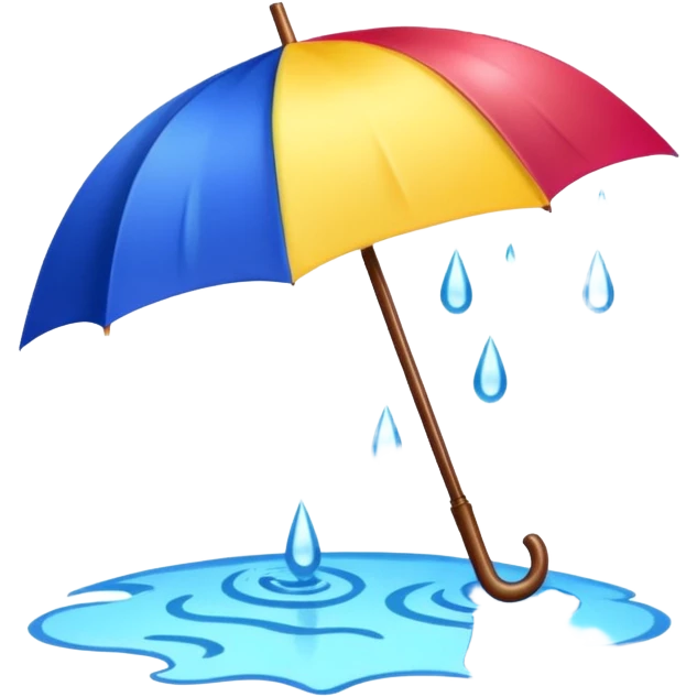 Umbrella under heavy rain with puddles emoji