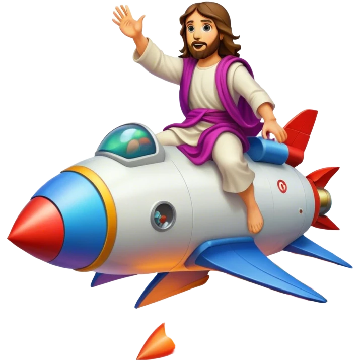 Jesus riding a rocket ship boom! emoji