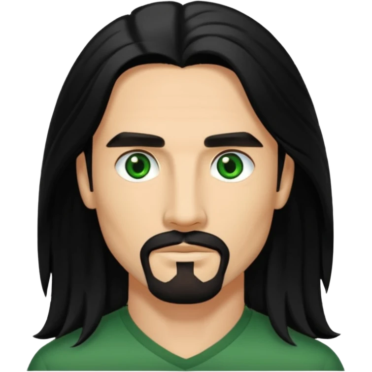 Kevin Richardson with black long hair, green eyes emoji