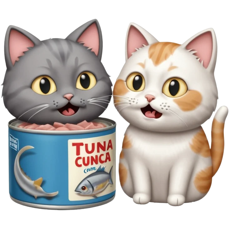 Two cats arguing over TUNA emoji