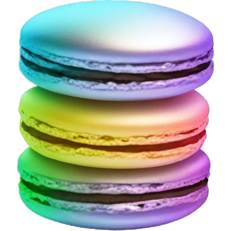 Realistic metallic silver macaroon with gradient colorful filling  emoji