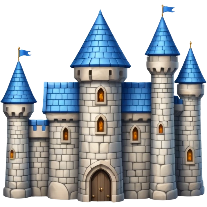  Castle with blue roof 3d with texture emoji