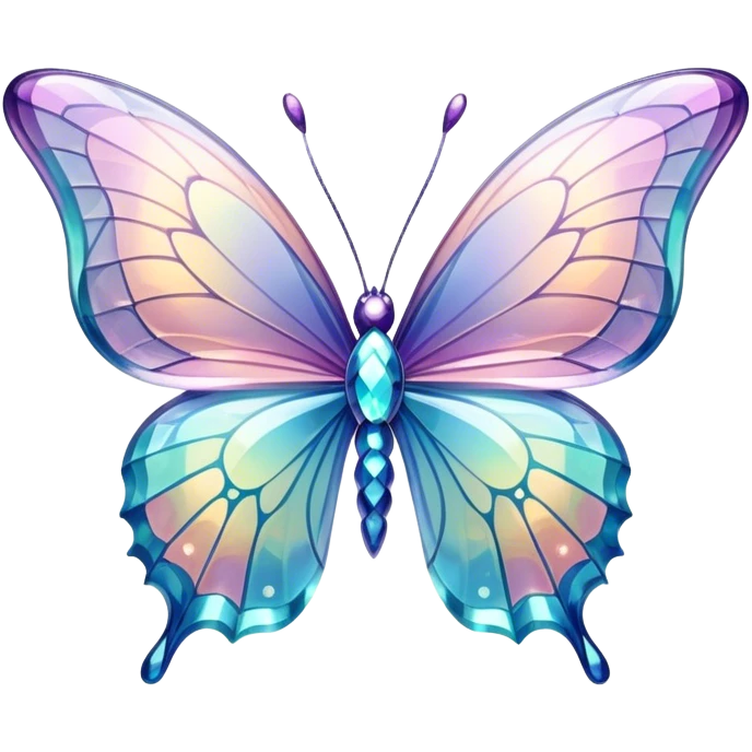 Sparkly glossy Pastel iridescent glass crystal butterfly emoji