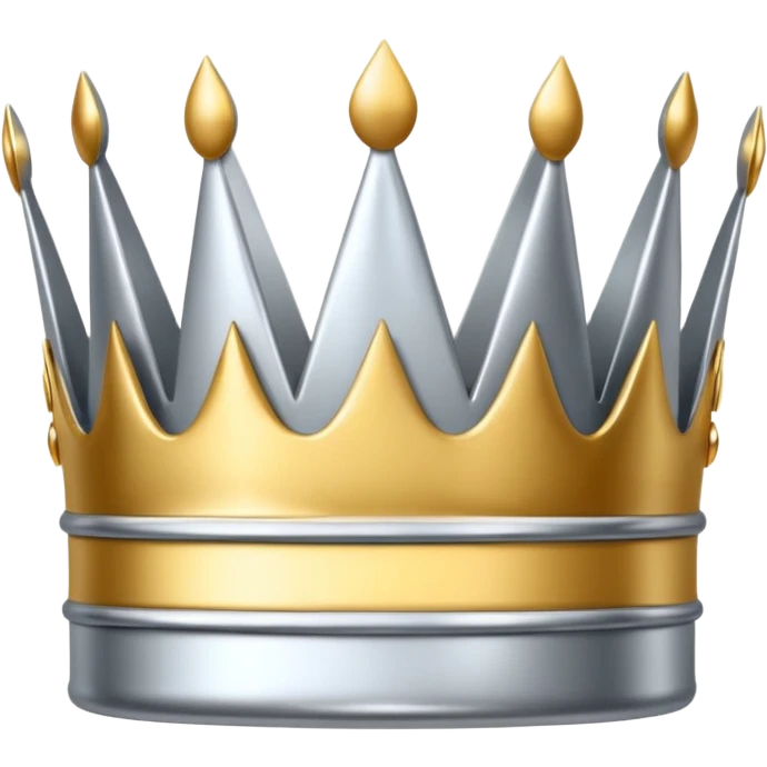 A luxury silver crown emoji, chrome metallic finish, smooth rounded edges, subtle sparkle, polished reflective surface, cute proportions, iOS emoji style, centered on a clean white background, soft studio lighting, no outlines emoji
