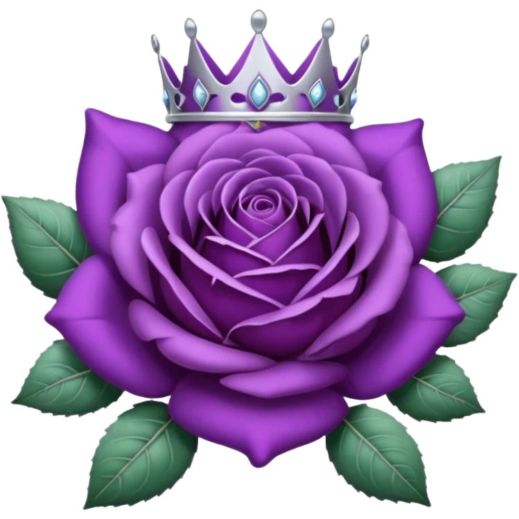 Purple rose with silver tiara and a purple emblem leaf wreath emoji