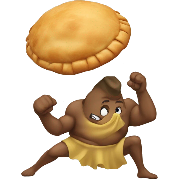 Perogui fighting with a empanada emoji