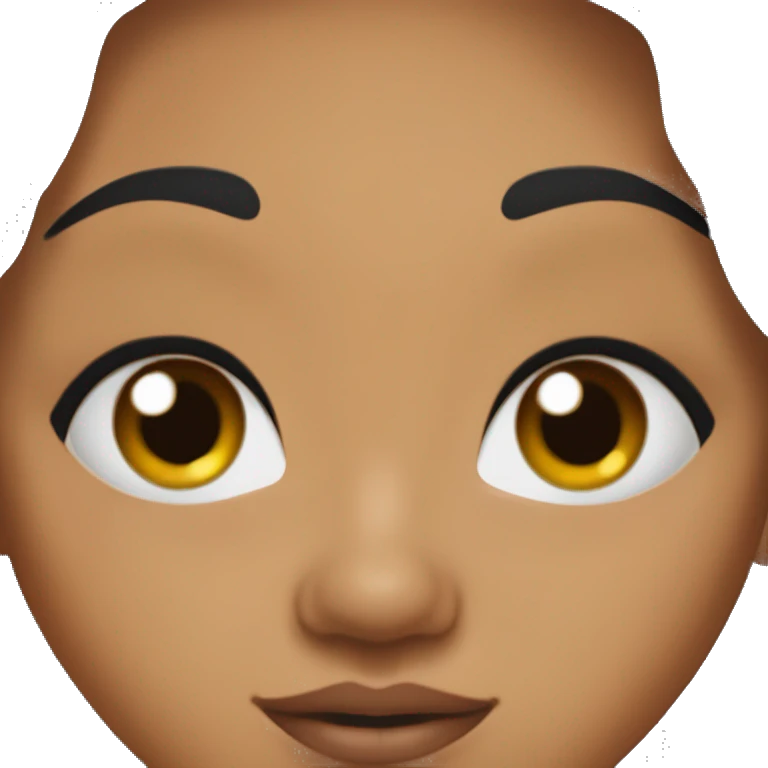 woman with black hair (ponytail), black eyes, wide set eyes, tanned skin (slightly reddish), plump lips emoji