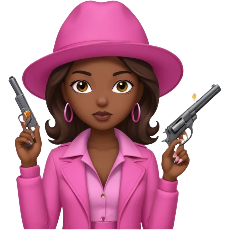 melanin girl smoking and holding gun pink emoji