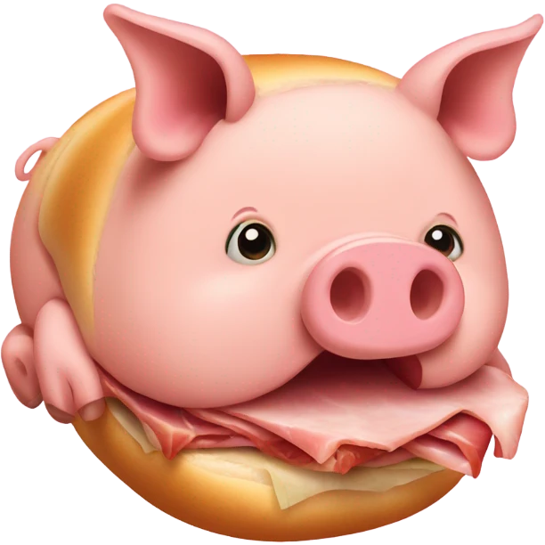Pig eating a ham sandwich emoji