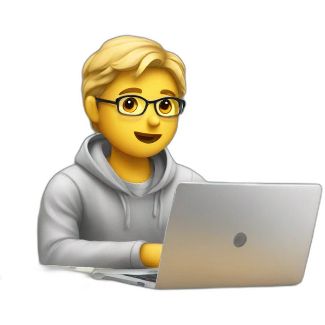 Student study on laptop emoji