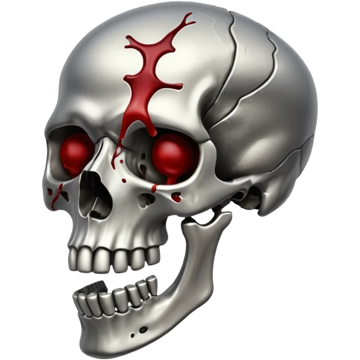 metallic anatomic bones with blood, steel texture, dark dramatic tone, minimal details emoji