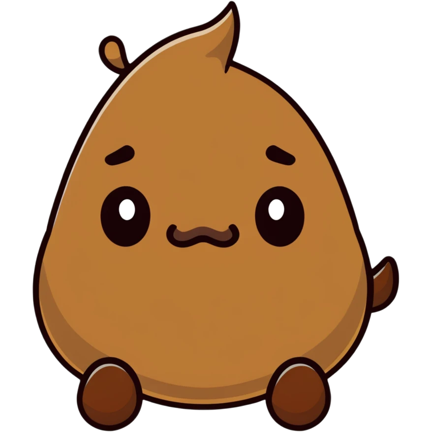 frowning poop cartoon sticker emoji