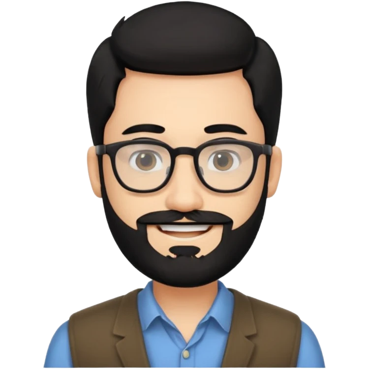 man with beard and glasses black hair emoji