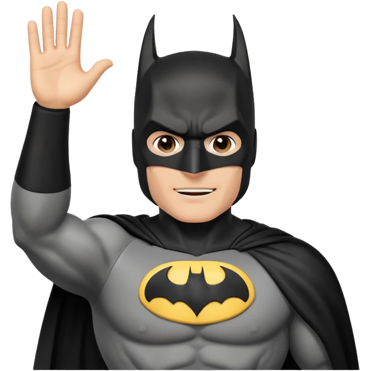 Бэтман без маски машет рукой приветствие emoji