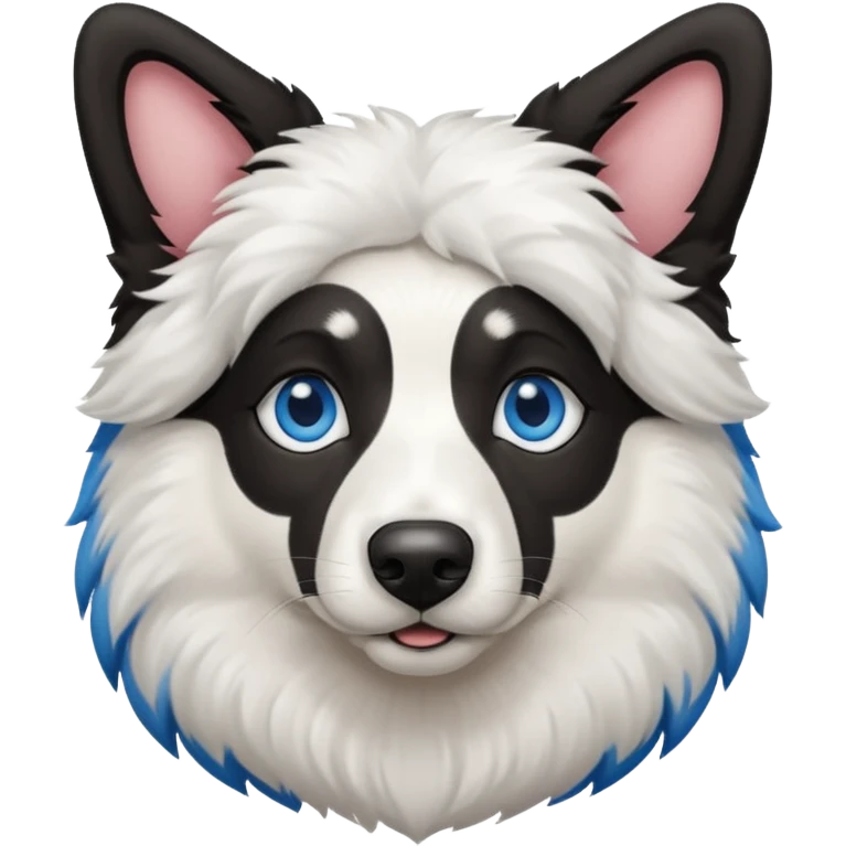 Black and white Australia Sheppard dog with blue eyes  emoji