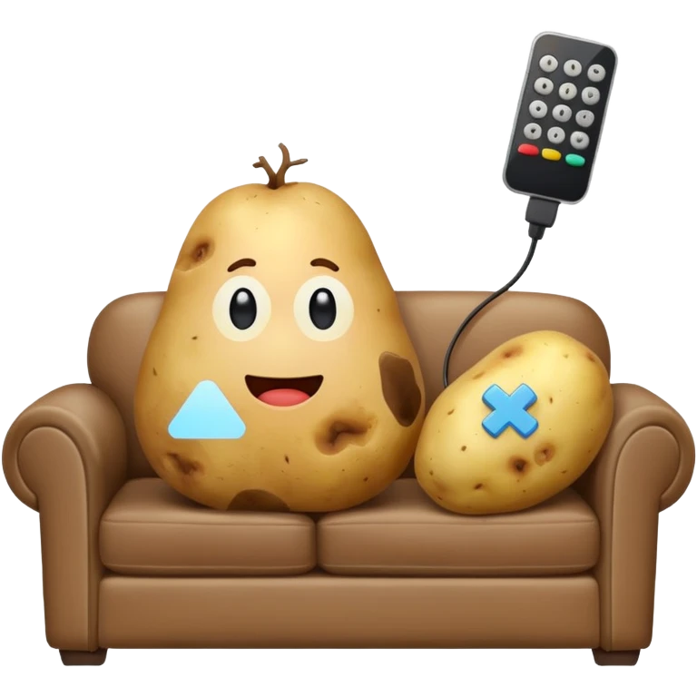 A potato on a couch watching tv emoji