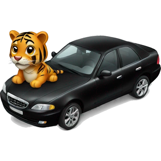 tiger driving black car emoji